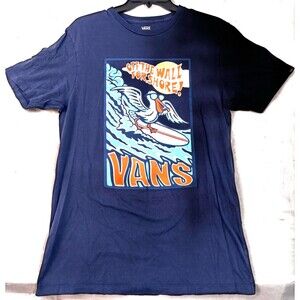 Vans Men’s Medium Blue Graphic T-Shirt “Off the Wall Forever For Shore” Surf